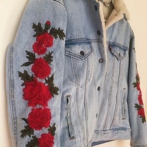Ex-Boyfriend Embroidered Sherpa Trucker Jacket